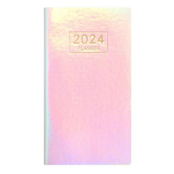 A6 2024 английски планер с кожени твърди корици, 120 страници, устойчива на мастило хартия, елегантен дневник, млечни бележници, ученически пособия