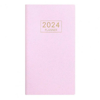 A6 2024 English Planner Δερμάτινο σκληρό εξώφυλλο 120 σελίδων Χαρτί με προστασία από μελάνι Κομψό περιοδικό Dairy Notebook Προμήθειες για φοιτητές