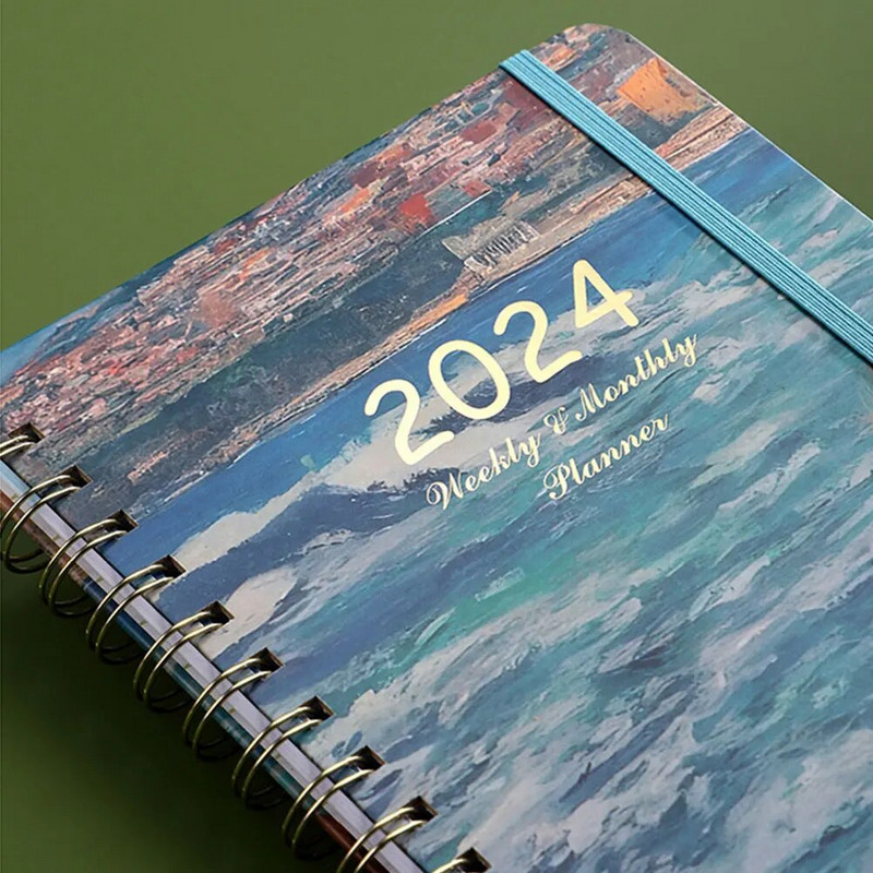 2024 Εβδομαδιαίο Μηνιαίο Σχεδιασμό Διπλού Καλωδίου Ατζέντα Δέσμευση Πρόγραμμα Σχεδιαστές Ατζέντα Ημερολόγιο Οργανωτής Σημειωματάριο 365 ημερών Home Office