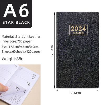 Σημειωματάριο 2024 Starry Agenda Αγγλικά A6 Note Book Weekly Planner Laser Notepad Cuadernos Defter School Schedule Escolar Libreta