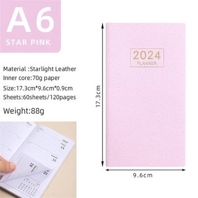 Σημειωματάριο 2024 Starry Agenda Αγγλικά A6 Note Book Weekly Planner Laser Notepad Cuadernos Defter School Schedule Escolar Libreta