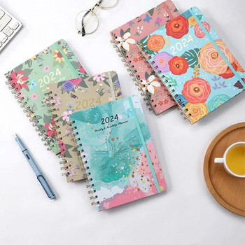 Weekly Planner Notebook Floral Print Monthly Planner Floral Print 2024 Monthly Planner Exquisite Coil Design Schedule for Home