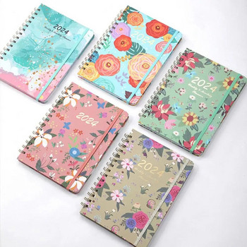 Weekly Planner Notebook Floral Print Monthly Planner Floral Print 2024 Monthly Planner Exquisite Coil Design Schedule for Home