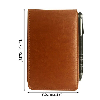 Δερμάτινο μικρό σημειωματάριο τσέπης A7 Planner Daily Memo Mini Notepad με μεταλλικό στυλό γραφίδας για επαγγελματικά ταξίδια γραφείου