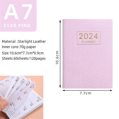 Notebook A7 Mini Agenda 2024 Σημειωματάριο τσέπης Σημειωματάριο λέιζερ φορητό εβδομαδιαίο προγραμματιστή Defter Caderno Inteligente Planificador