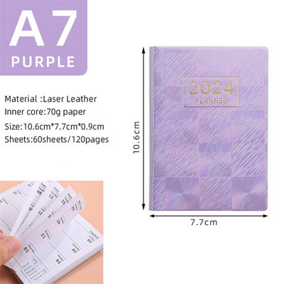 Notebook A7 Mini Agenda 2024 Σημειωματάριο τσέπης Σημειωματάριο λέιζερ φορητό εβδομαδιαίο προγραμματιστή Defter Caderno Inteligente Planificador