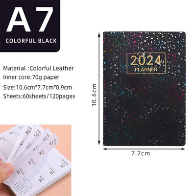 Notebook A7 Mini Agenda 2024 Σημειωματάριο τσέπης Σημειωματάριο λέιζερ φορητό εβδομαδιαίο προγραμματιστή Defter Caderno Inteligente Planificador