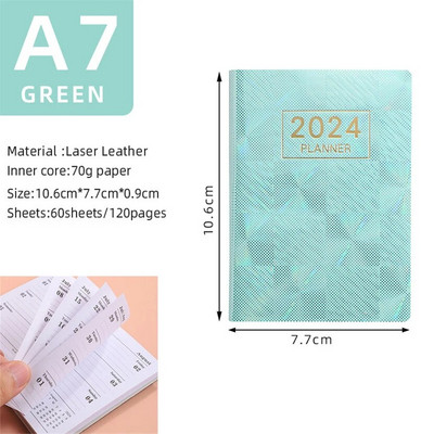 Notebook A7 Mini Agenda 2024 Σημειωματάριο τσέπης Σημειωματάριο λέιζερ φορητό εβδομαδιαίο προγραμματιστή Defter Caderno Inteligente Planificador