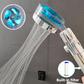 Zloog nou cap de duș cu elice, de înaltă presiune, rotativ 360, cu buton de oprire a ventilatorului, filtru, duș de mână, accesorii pentru baie