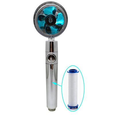 Zloog nou cap de duș cu elice, de înaltă presiune, rotativ 360, cu buton de oprire a ventilatorului, filtru, duș de mână, accesorii pentru baie