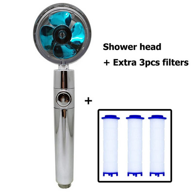 Zloog nou cap de duș cu elice, de înaltă presiune, rotativ 360, cu buton de oprire a ventilatorului, filtru, duș de mână, accesorii pentru baie