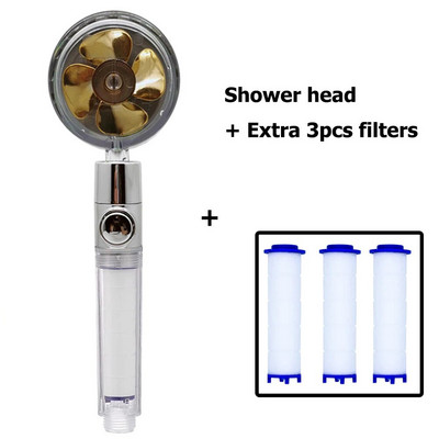 Zloog nou cap de duș cu elice, de înaltă presiune, rotativ 360, cu buton de oprire a ventilatorului, filtru, duș de mână, accesorii pentru baie