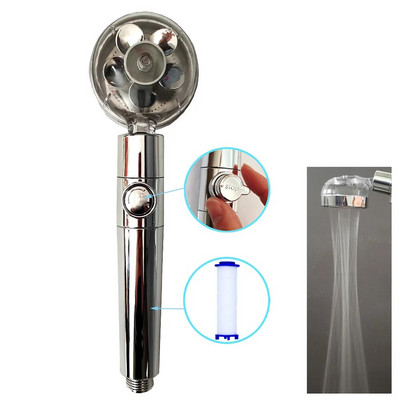 Zloog nou cap de duș cu elice, de înaltă presiune, rotativ 360, cu buton de oprire a ventilatorului, filtru, duș de mână, accesorii pentru baie