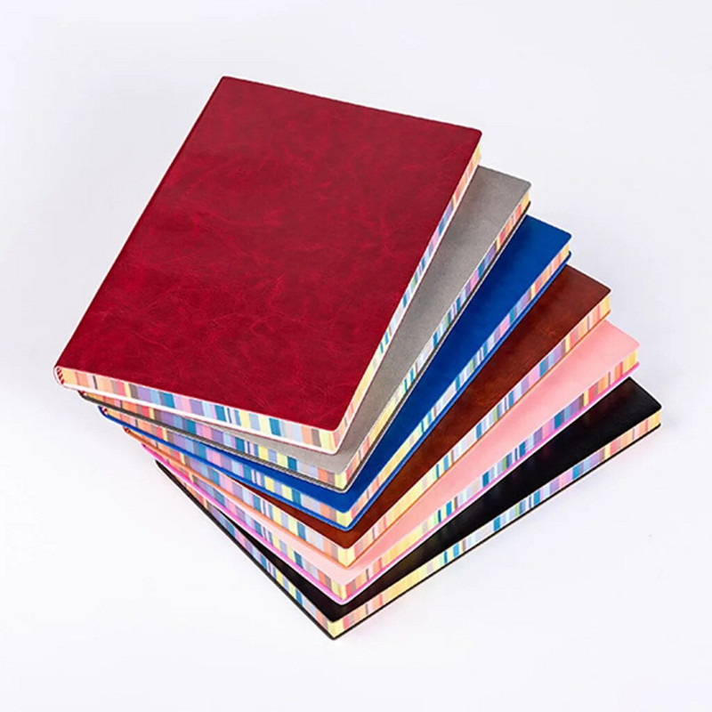 Μαλακό εξώφυλλο Δερμάτινο Σημειωματάριο Επαγγελματικό Σημειωματάριο Ταξιδιωτικό Περιοδικό Κορδέλα σελιδοδείκτης 200 σελίδων Ευρεία γραμμή 6 χρωμάτων Αναλώσιμα γραφείου