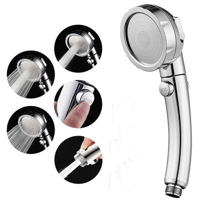 Suure vooluhulgaga kõrgsurvedušipea hõbedane 3 režiimi ökoloogiline vett säästev pihustiotsik massaaž vihmasadu survega vannitoadušš