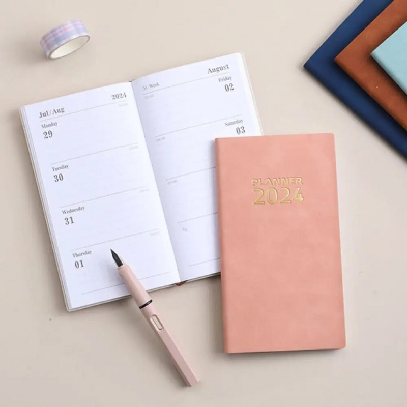 Atsiminimų dienoraščio planavimo priemonė anglų kalba Agenda 2024 Užrašų planuotojas Dienoraštis Užrašų bloknotas Verslo užrašų knygelės darbo planas sustorėti