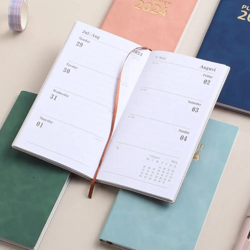 Atsiminimų dienoraščio planavimo priemonė anglų kalba Agenda 2024 Užrašų planuotojas Dienoraštis Užrašų bloknotas Verslo užrašų knygelės darbo planas sustorėti