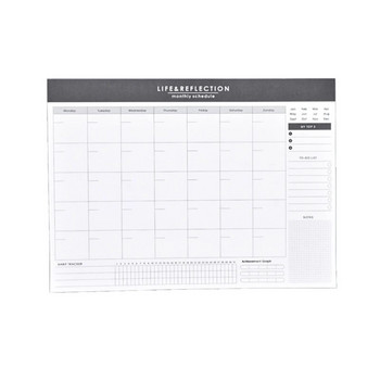 Седмичен, седмичен бележник със списък със задачи с откъснати листове, блокче за месечен календар, планиране на почасово разписание