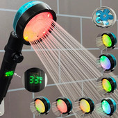 Afișaj digital cu LED pentru temperatură Cap de duș Controlul temperaturii Ventilator colorat Cap de duș cu precipitații de înaltă presiune cu buton de oprire