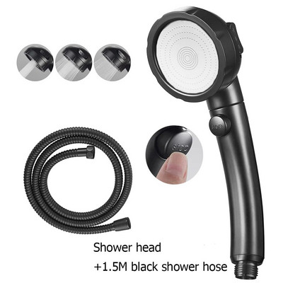 Zloog 3 Modes Ρυθμιζόμενη Ασημί Μαύρη κεφαλή ντουζιέρας Χειρός ντους υψηλής πίεσης Σετ ντουζιέρας μπάνιου υπό πίεση με λάστιχο