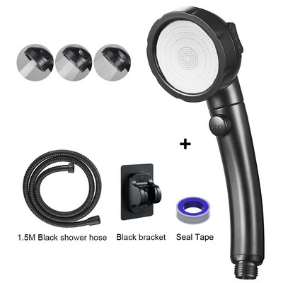 Zloog 3 Modes Ρυθμιζόμενη Ασημί Μαύρη κεφαλή ντουζιέρας Χειρός ντους υψηλής πίεσης Σετ ντουζιέρας μπάνιου υπό πίεση με λάστιχο