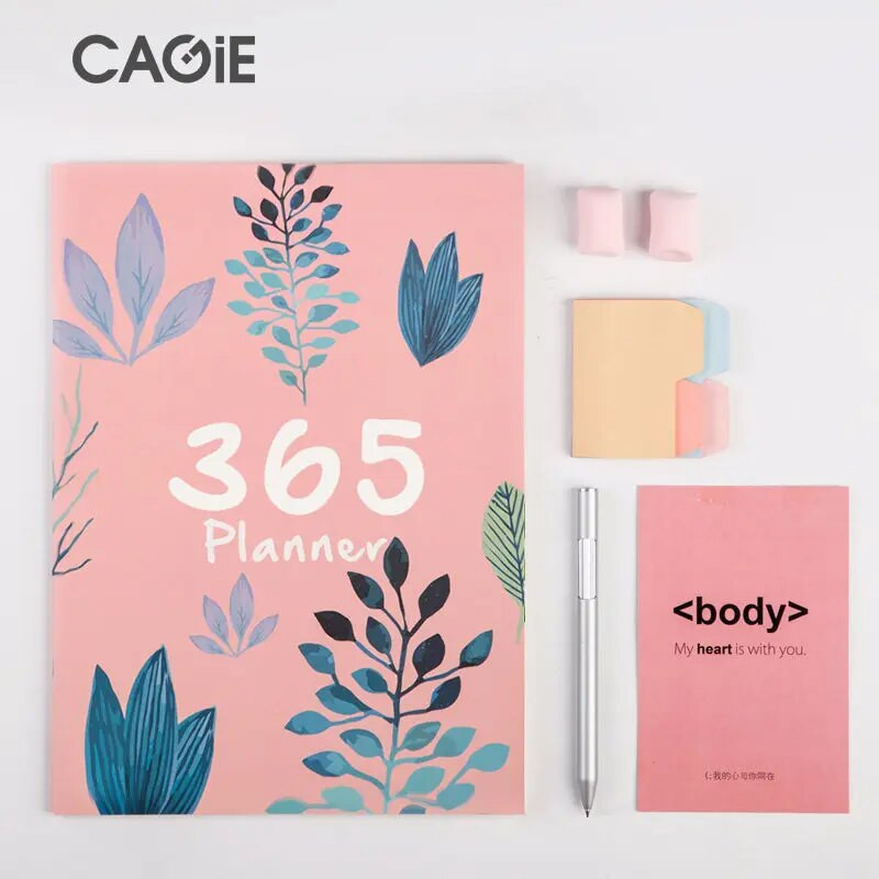 Fashion DIY 365 Days Planner Organizer A4 bloknotas Mėnesio savaitės tvarkaraščio rašymo knyga be laiko apribojimų