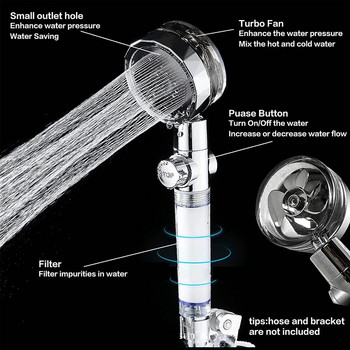 VILOYI душ слушалка Водоспестяваща високо налягане Ръчна турбо витлова душ глава Регулируем воден поток Филтърна дюза за баня