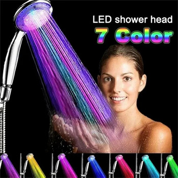 Променяща се в 7 цвята LED душ глава Дъждовна душ пулверизатор Водоспестяваща душ глава Аксесоари за баня Резервна душ слушалка