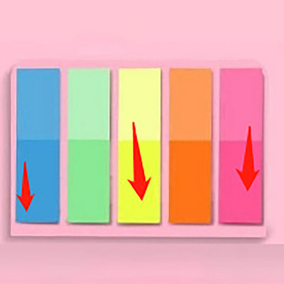 Έγχρωμοι κολλώδεις δείκτες ταξινόμησης Ημιδιαφανές χρώμα καθαρό Πρακτικό για είδη γραφείου και σχολικά είδη