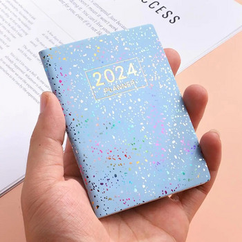 A7 2024 Laser Agenda English Planner Faux Leather Hardcover 120 σελίδων Mini Journal Dairy Pocket Notebook Student Supplies