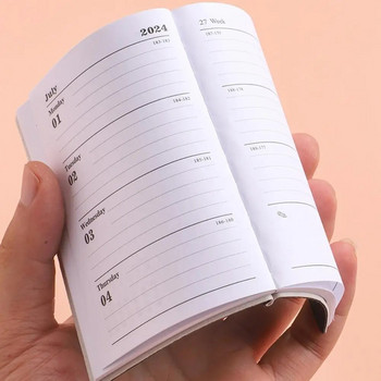 A7 2024 Laser Agenda English Planner Изкуствена кожа Твърди корици 120 страници Мини дневник Dairy Pocket Notebook Студентски пособия