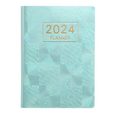A7 2024 Laser Agenda English Planner Faux Leather Hardcover 120 σελίδων Mini Journal Dairy Pocket Notebook Student Supplies