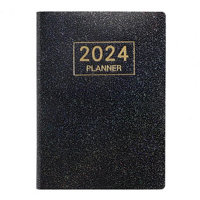 A7 2024 Laser Agenda English Planner Faux Leather Hardcover 120 σελίδων Mini Journal Dairy Pocket Notebook Student Supplies