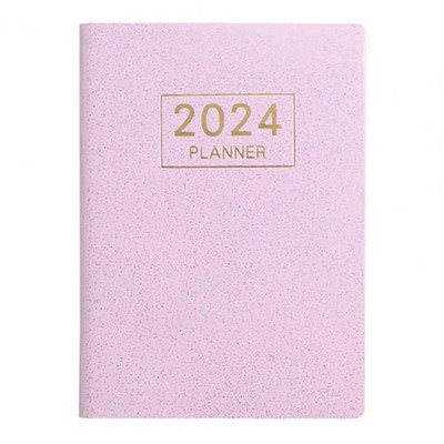 A7 2024 Laser Agenda English Planner Faux Leather Hardcover 120 σελίδων Mini Journal Dairy Pocket Notebook Student Supplies