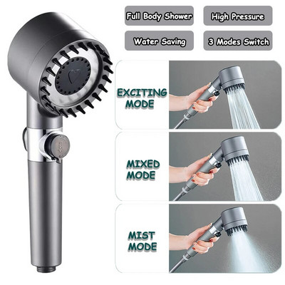 Dušipea 3 režiimiga reguleeritav kõrgsurve dušiotsik, ühe nupuvajutusega vett säästev massaaž Eco dušipea vannitoatarvikud