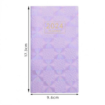 A6 Daily Planner 2024 English Planner Faux Leather Hardcover 120 Pages Ink-proof Paper Journal Dairy Notebook Student Supplies