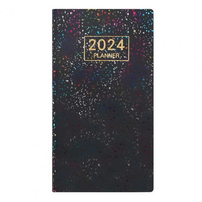 A6 Daily Planner 2024 English Planner Faux Leather Hardcover 120 Pages Ink-proof Paper Journal Dairy Notebook Student Supplies