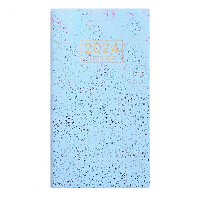 A6 Daily Planner 2024 English Planner Faux Leather Hardcover 120 Pages Ink-proof Paper Journal Dairy Notebook Student Supplies