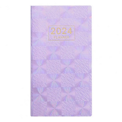 A6 Daily Planner 2024 English Planner Faux Leather Hardcover 120 Pages Ink-proof Paper Journal Dairy Notebook Student Supplies