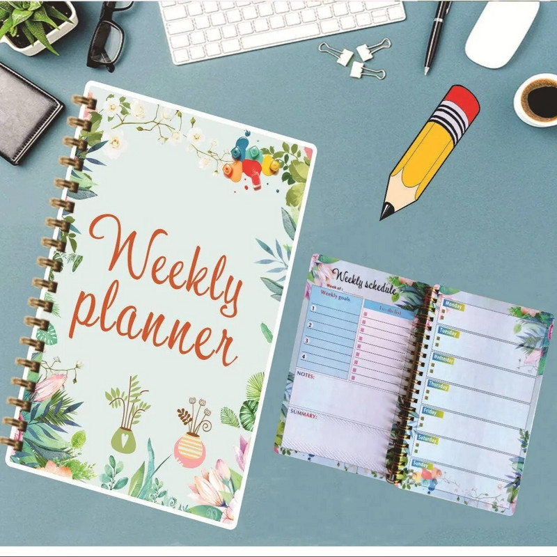 120 Σελίδες Ημερήσιος Εβδομαδιαίος Σχεδιασμός Α5 Ατζέντα Σπειροειδές Σημειωματάριο Στόχος Πρόγραμμα Συνήθειας Οργανωτής Σημειωματάριο για Υπάλληλο Σχολικής Γραφικής ύλης