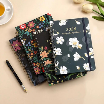 Appointment Planner 2024 Weekly Monthly Planner 2024 Floral Coil Design Planner Weekly Monthly Notebook for Home School Office