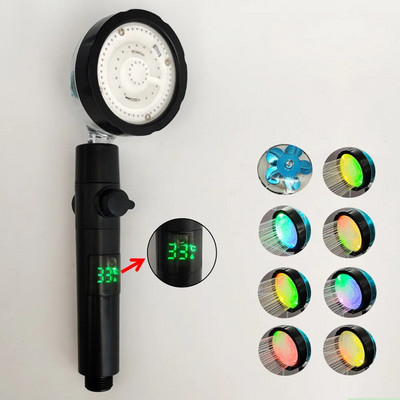 Afișaj digital cu LED cu rotație 360 de temperatură, cap de duș, ventilator turbo, elice, cap de duș, o singură cheie, accesorii pentru baie