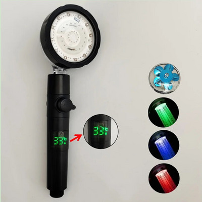 Afișaj digital cu LED cu rotație 360 de temperatură, cap de duș, ventilator turbo, elice, cap de duș, o singură cheie, accesorii pentru baie