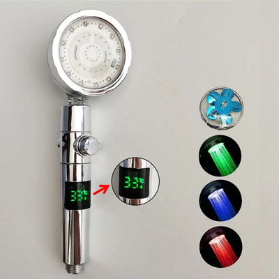 Afișaj digital cu LED cu rotație 360 de temperatură, cap de duș, ventilator turbo, elice, cap de duș, o singură cheie, accesorii pentru baie