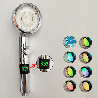 Afișaj digital cu LED cu rotație 360 de temperatură, cap de duș, ventilator turbo, elice, cap de duș, o singură cheie, accesorii pentru baie
