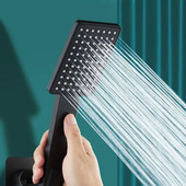 Cap de duș de înaltă presiune Stropitor portabil pătrat argintiu/negru Pulverizator universal multifuncțional Accesorii pentru baie pentru casă