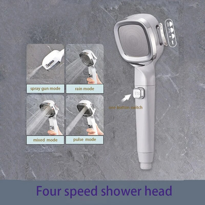 4-režimová vysokotlaková sprchová hlavica s jedným tlačidlom Stop Water, zubná kefka, sprchová hlavica šetriaca vodu s filtrom, kúpeľňové doplnky