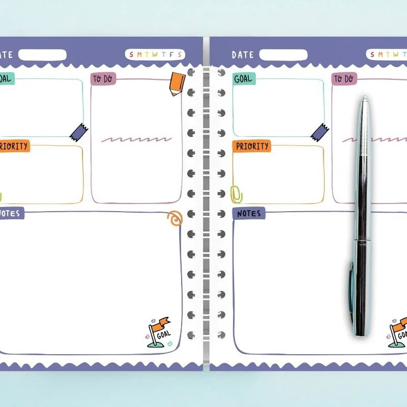 2024. aasta nädalaplaneerija Dateerimata spiraalne päevakava A5 märkmikuplaneerija enesedistsipliini ajakava Kirjatarbed kontoritarbed