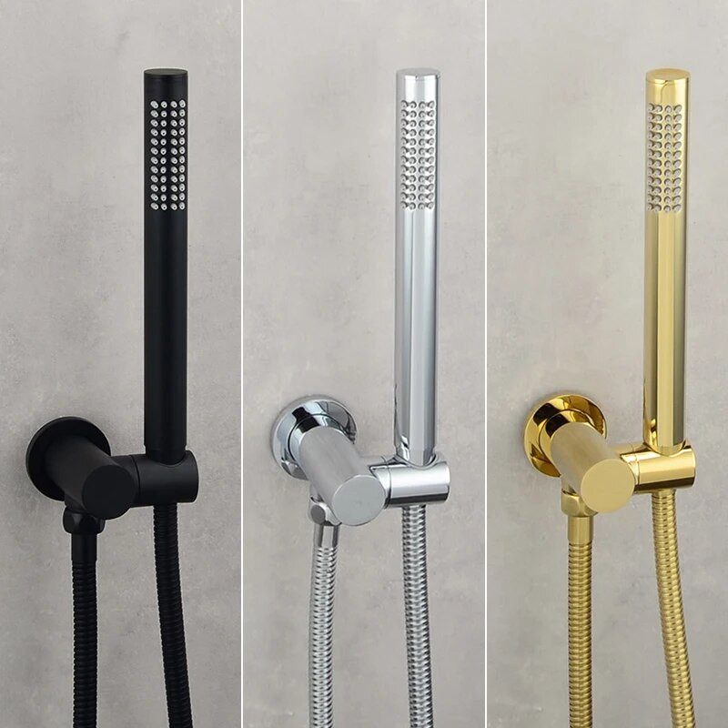 Žalvarinė rankinė dušo galvutė, šlifuota auksinė rankinė dušo galvutė Nikelinis vonios purkštukas Matinis juodas rožinis auksinis rankinis dušo chromas
