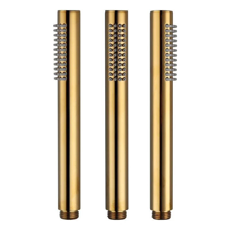 Žalvarinė rankinė dušo galvutė, šlifuota auksinė rankinė dušo galvutė Nikelinis vonios purkštukas Matinis juodas rožinis auksinis rankinis dušo chromas